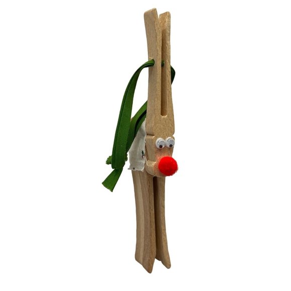 Rudolph the Red Nosed Reindeer Clothespin Christmas Tree Ornament Handmade - Picture 1 of 5